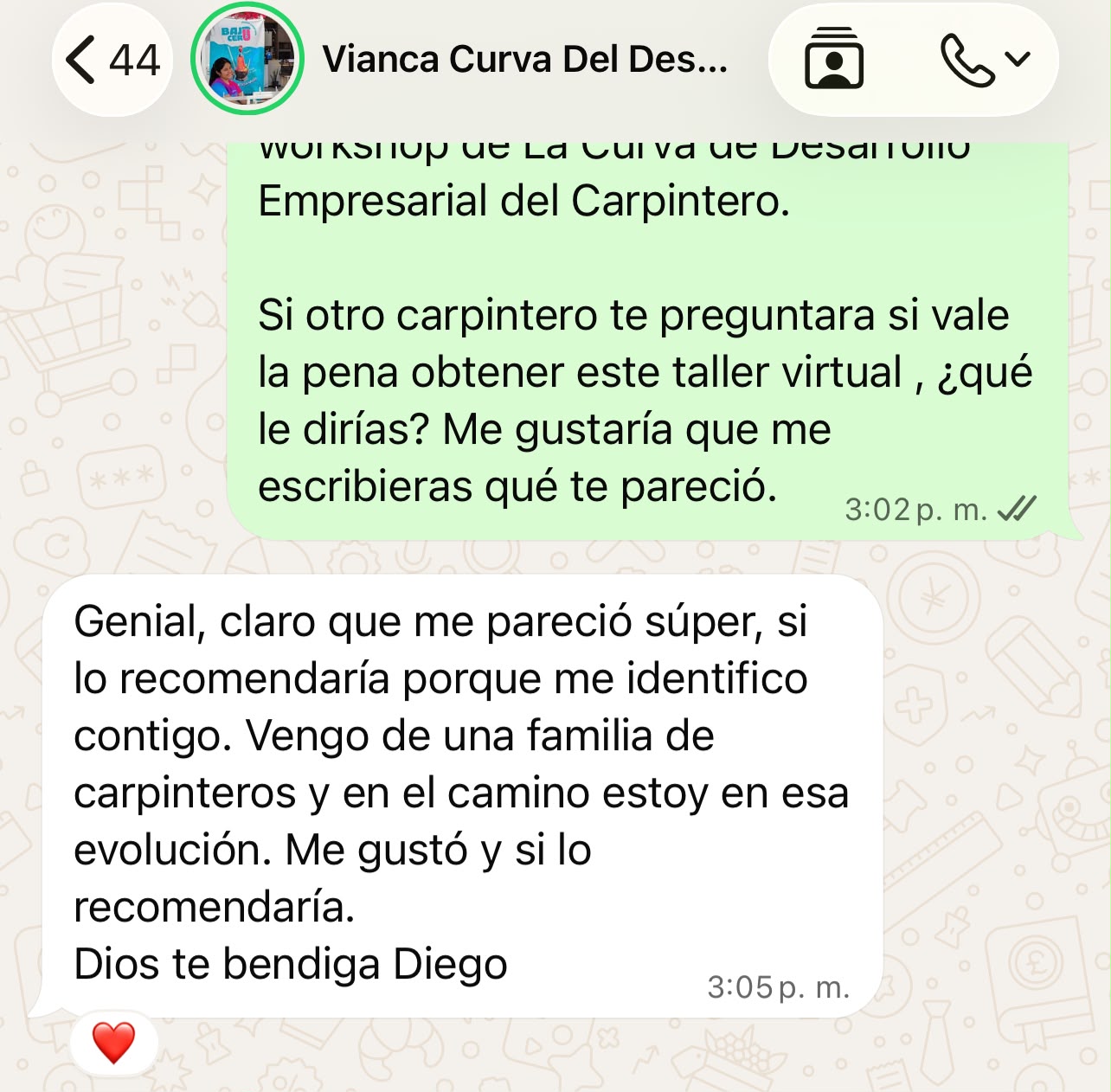 Caso de éxito y testimonio 5 de carpintero